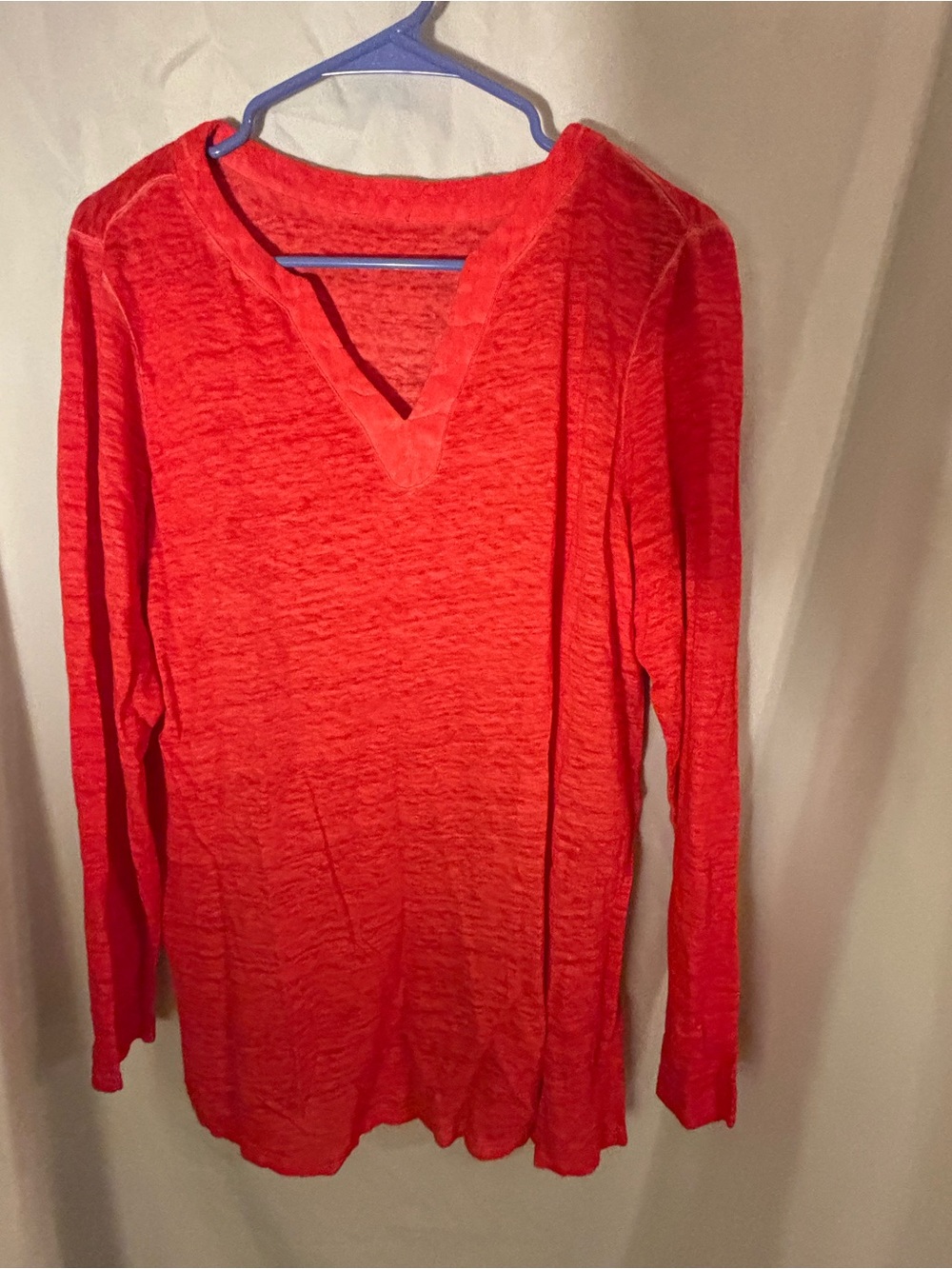 Chico's Bright Red V-Neck Long Sleeve Top